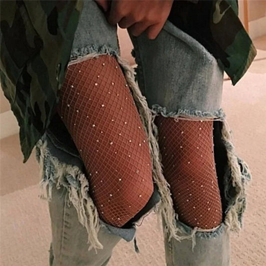 Fishnet Diamond Pantyhose Women  Fashion Shiny Net Tights