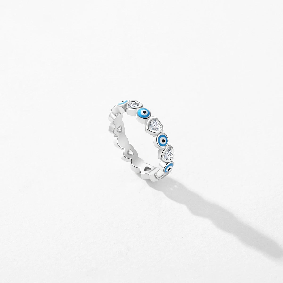 Sterling Silver Cute Blue Ghost Eyes Ring