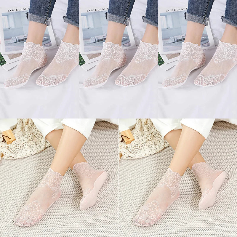 Lot Lolita Women Invisible Lace Socks