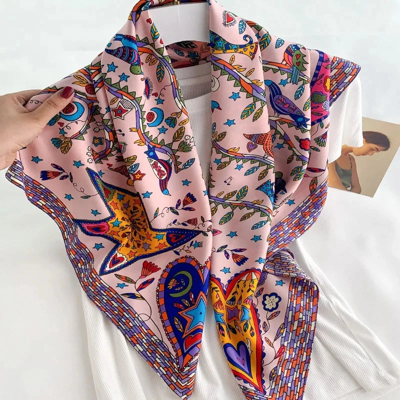 90*90Cm Square Scarf Twill Silk Bandana Pashmina