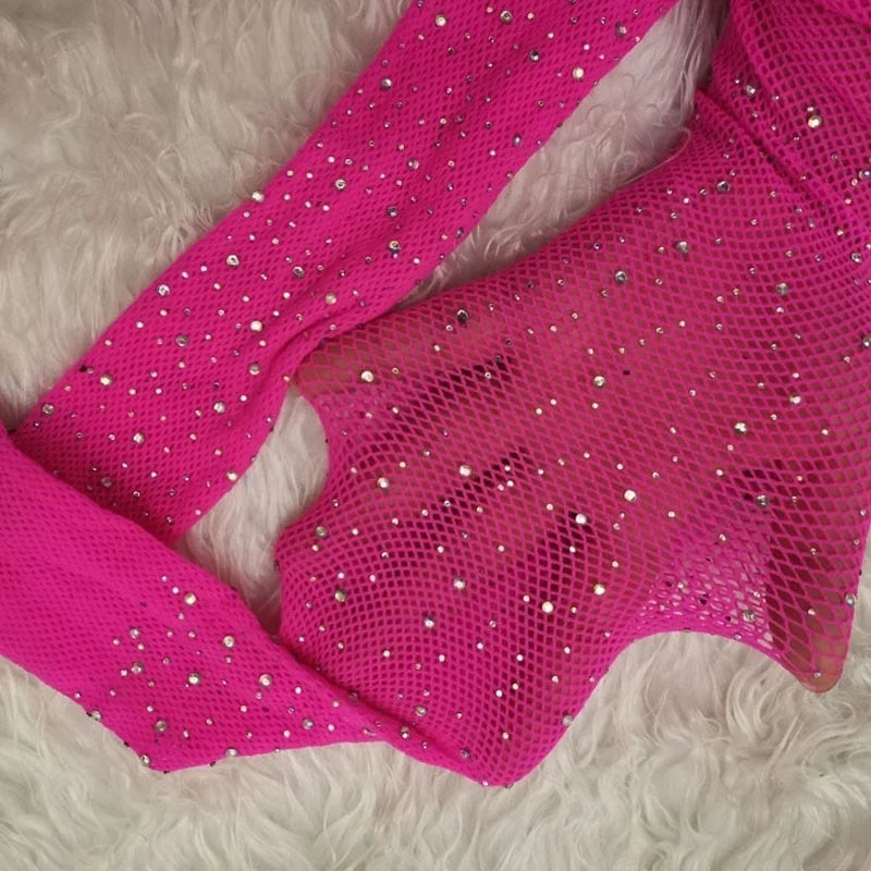 Fishnet Diamond Pantyhose Women  Fashion Shiny Net Tights